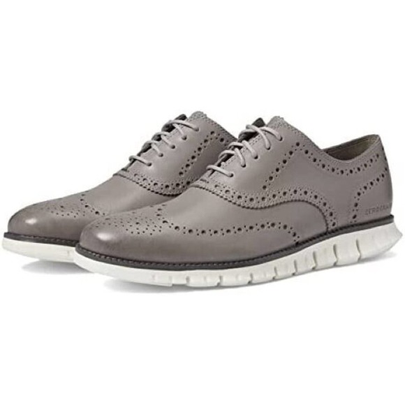 Cole Haan Zerogrand Gray Leather Wingtip Oxford Shoes, Sneakers Mens Size 7 1/2